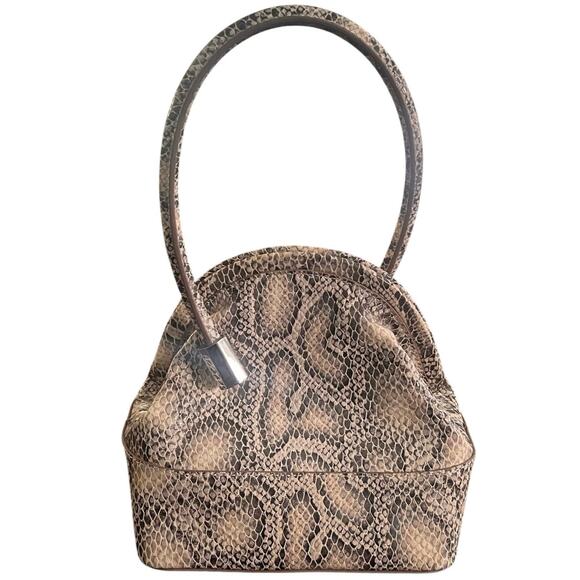 Louise Et Cie | Bubble Snake Embossed Leather Framed Mini Bag | Toasted Almond - Picture 2 of 12